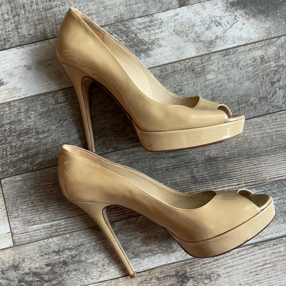 Jimmy Choo patent leather peep toe pumps size 41